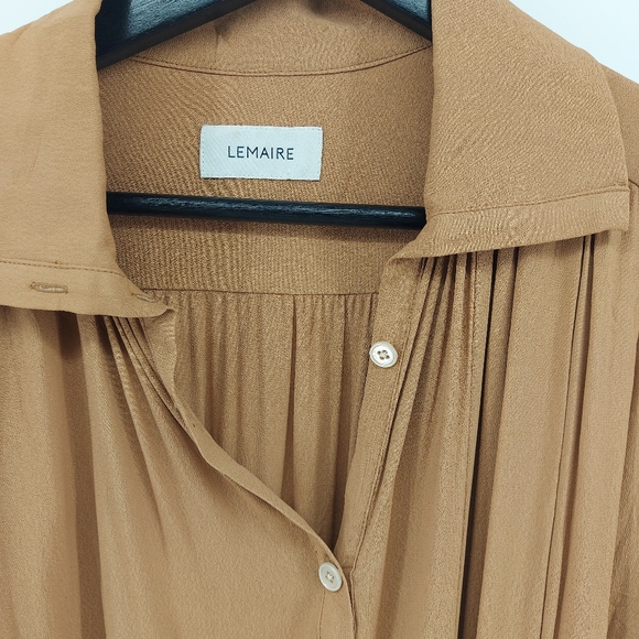 Lemaire Pleated Shirt Dress Caramel Size 34 US 4 - Picture 7 of 11